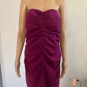 Nicole Miller Collection Ruched Strapless Silk Dress 12